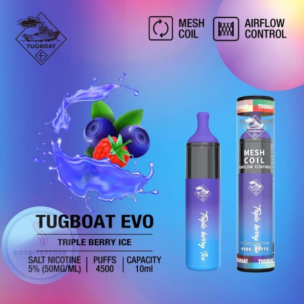 TUGBOAT EVO 5% 4500 TRIPLE BERRY ICE