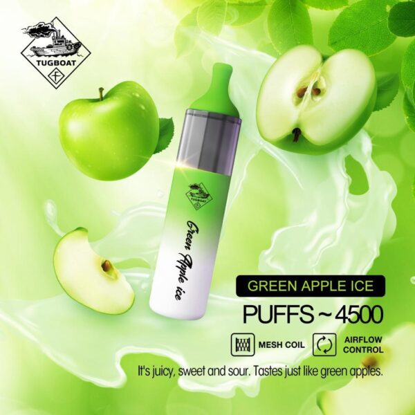 TUGBOAT EVO 5% 4500 GREEN APPLE ICE