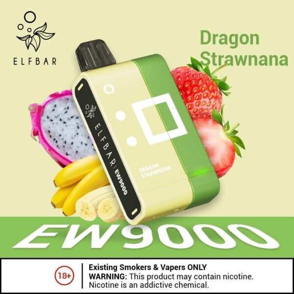 ELF BAR 9000 PUFFS POD SYSTEM 5% DRAGON STRAWNANA